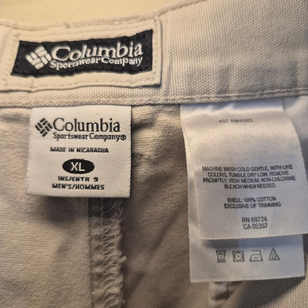 Columbia Mens Tan Khaki Cotton Canvas Cargo Shorts XL Elastic Waist AM4382